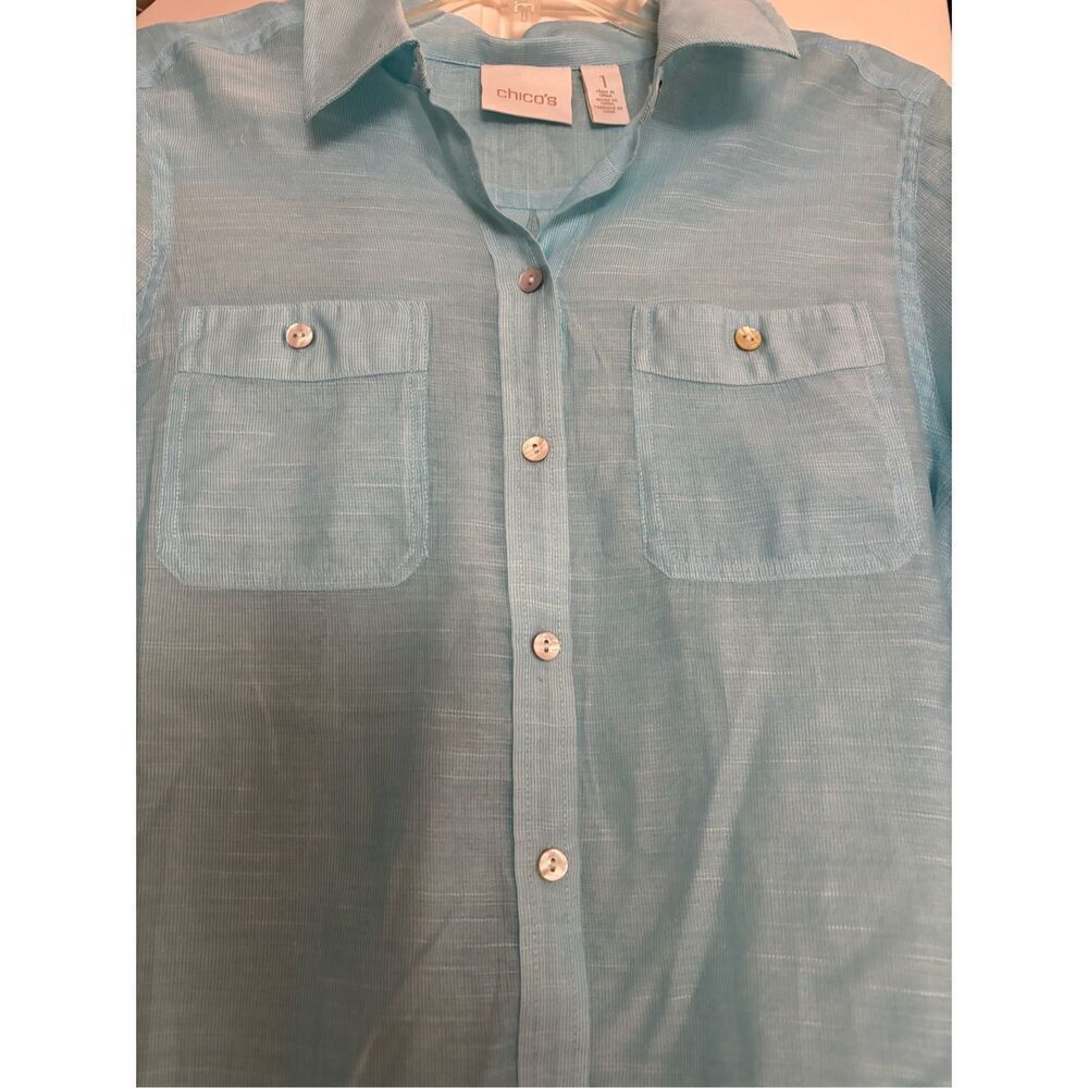 Chico’s Sheer Button Up Blouse - Picture 2 of 6